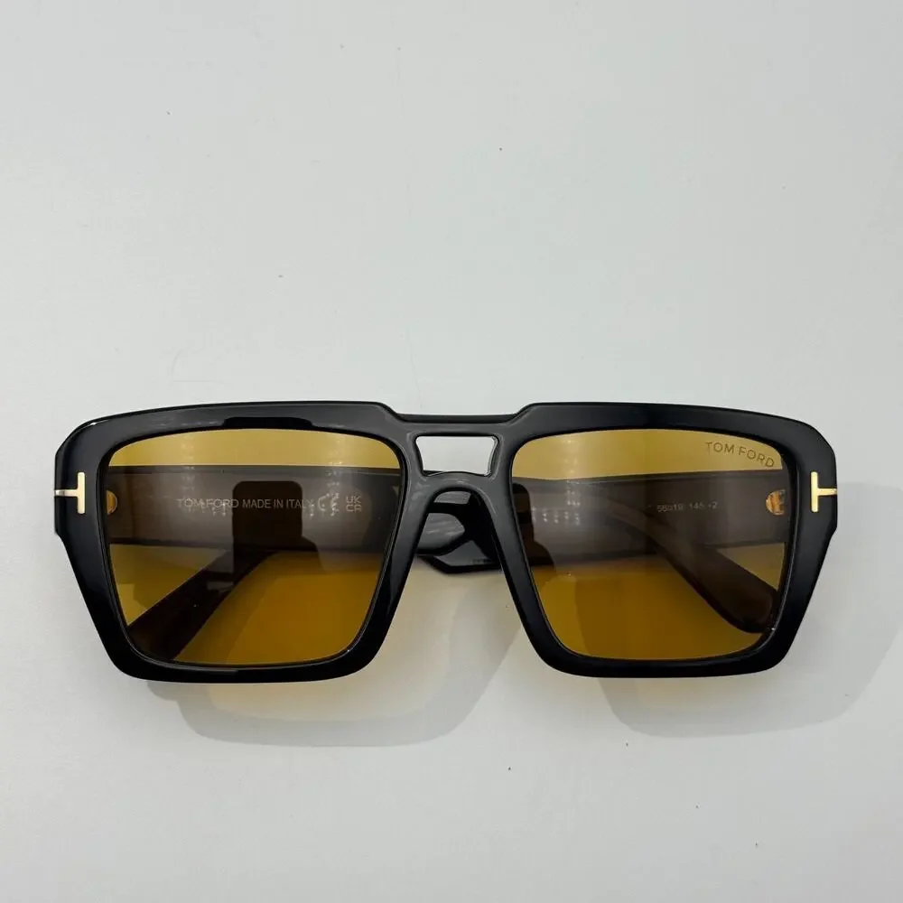 Tom Ford Sunglasses Redford TF1153 01E Black Navigator Frame Brown Lens 56mm New